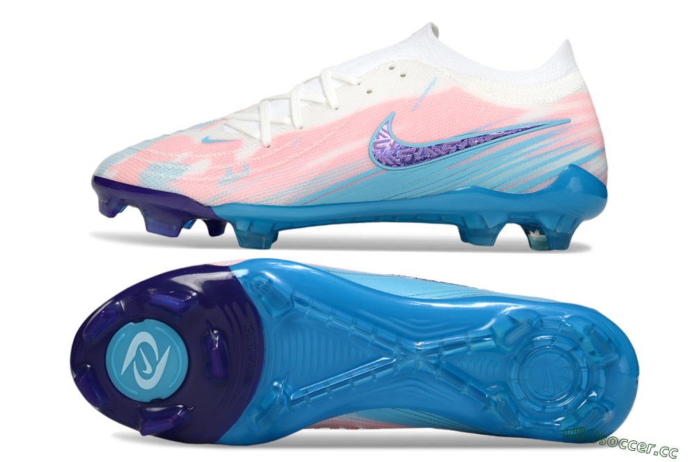 Men's Nike Phantom GX 2 Elite FG Firm Ground Low-Tops Football Boots - White/Pink/Blue 1