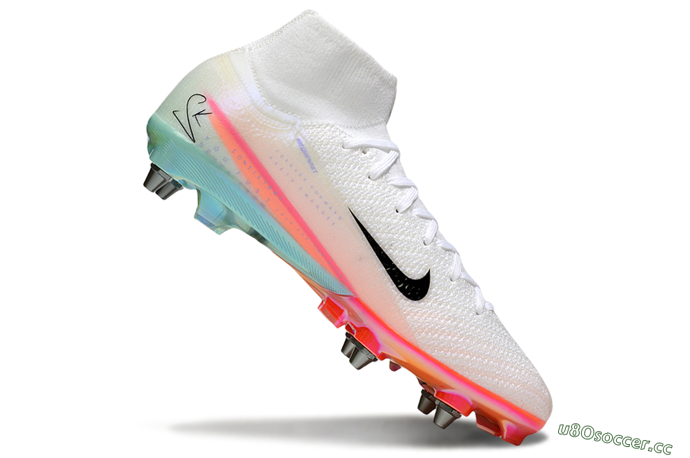 Men's Nike Air Zoom Mercurial Superfly 10 Elite SG Soft Ground High-Tops Football Boots - White/Black/Pink 4