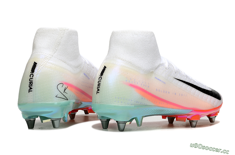Men's Nike Air Zoom Mercurial Superfly 10 Elite SG Soft Ground High-Tops Football Boots - White/Black/Pink 6