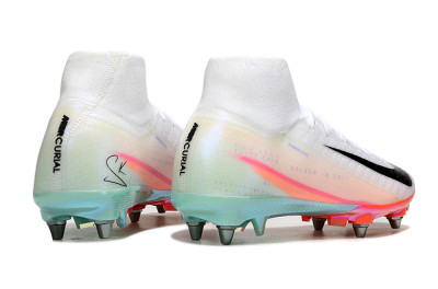 Men's Nike Air Zoom Mercurial Superfly 10 Elite SG Soft Ground High-Tops Football Boots - White/Black/Pink