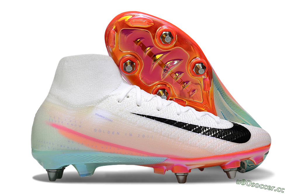 Men's Nike Air Zoom Mercurial Superfly 10 Elite SG Soft Ground High-Tops Football Boots - White/Black/Pink 2