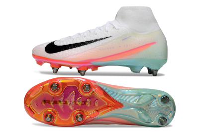 Men's Nike Air Zoom Mercurial Superfly 10 Elite SG Soft Ground High-Tops Football Boots - White/Black/Pink