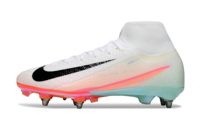 Men's Nike Air Zoom Mercurial Superfly 10 Elite SG Soft Ground High-Tops Football Boots - White/Black/Pink
