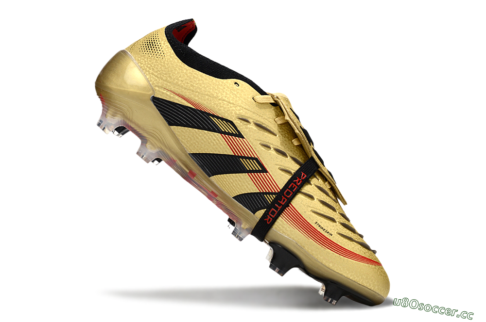 Unisex Adidas Predator 25 Elite Foldover Tongue FG Firm Ground Low-Tops Football Boots - Gold/Black/Red 4