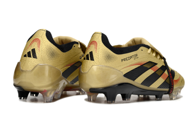 Unisex Adidas Predator 25 Elite Foldover Tongue FG Firm Ground Low-Tops Football Boots - Gold/Black/Red