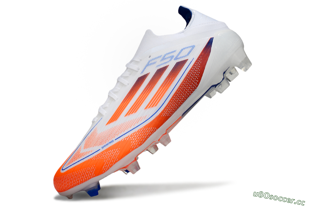 Men's Adidas F50 Elite FG Firm Ground Low-Tops Football Boots - White/Red/Blue 5