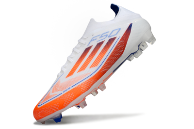 Men's Adidas F50 Elite FG Firm Ground Low-Tops Football Boots - White/Red/Blue