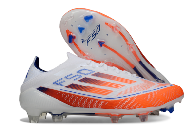 Men's Adidas F50 Elite FG Firm Ground Low-Tops Football Boots - White/Red/Blue