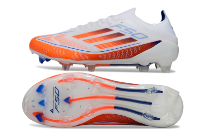 Men's Adidas F50 Elite FG Firm Ground Low-Tops Football Boots - White/Red/Blue