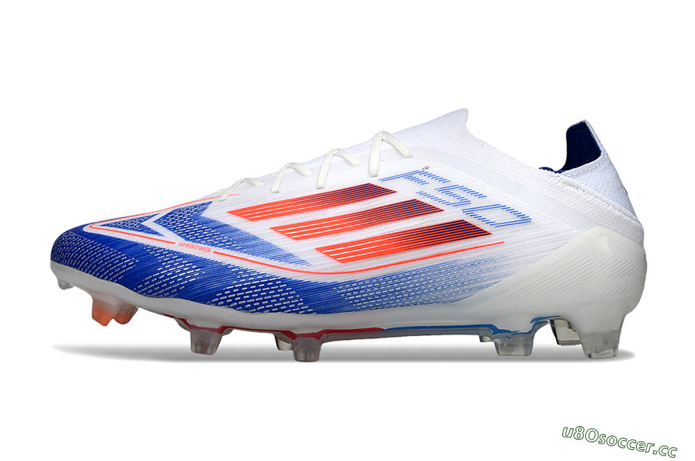 Men's Adidas F50 Elite FG Firm Ground Low-Tops Football Boots - White/Blue/Red 0