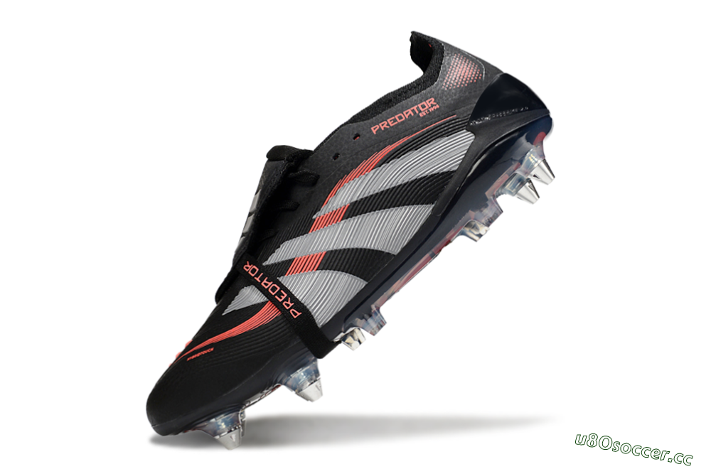 Men's Adidas Predator 25 Elite Foldover Tongue SG Soft Ground Low-Tops Football Boots - Black/Red/Silver 5