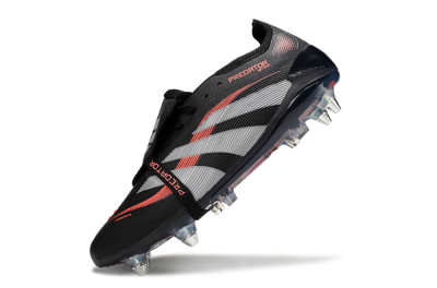 Men's Adidas Predator 25 Elite Foldover Tongue SG Soft Ground Low-Tops Football Boots - Black/Red/Silver