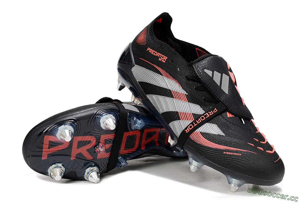 Men's Adidas Predator 25 Elite Foldover Tongue SG Soft Ground Low-Tops Football Boots - Black/Red/Silver 3