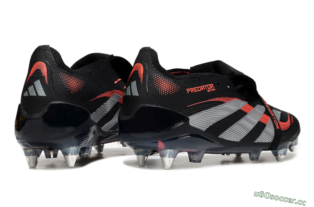 Men's Adidas Predator 25 Elite Foldover Tongue SG Soft Ground Low-Tops Football Boots - Black/Red/Silver 6