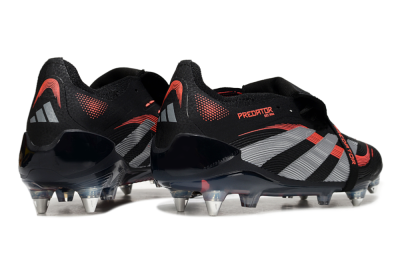 Men's Adidas Predator 25 Elite Foldover Tongue SG Soft Ground Low-Tops Football Boots - Black/Red/Silver