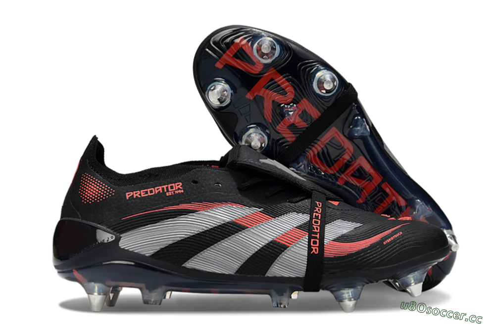 Men's Adidas Predator 25 Elite Foldover Tongue SG Soft Ground Low-Tops Football Boots - Black/Red/Silver 2