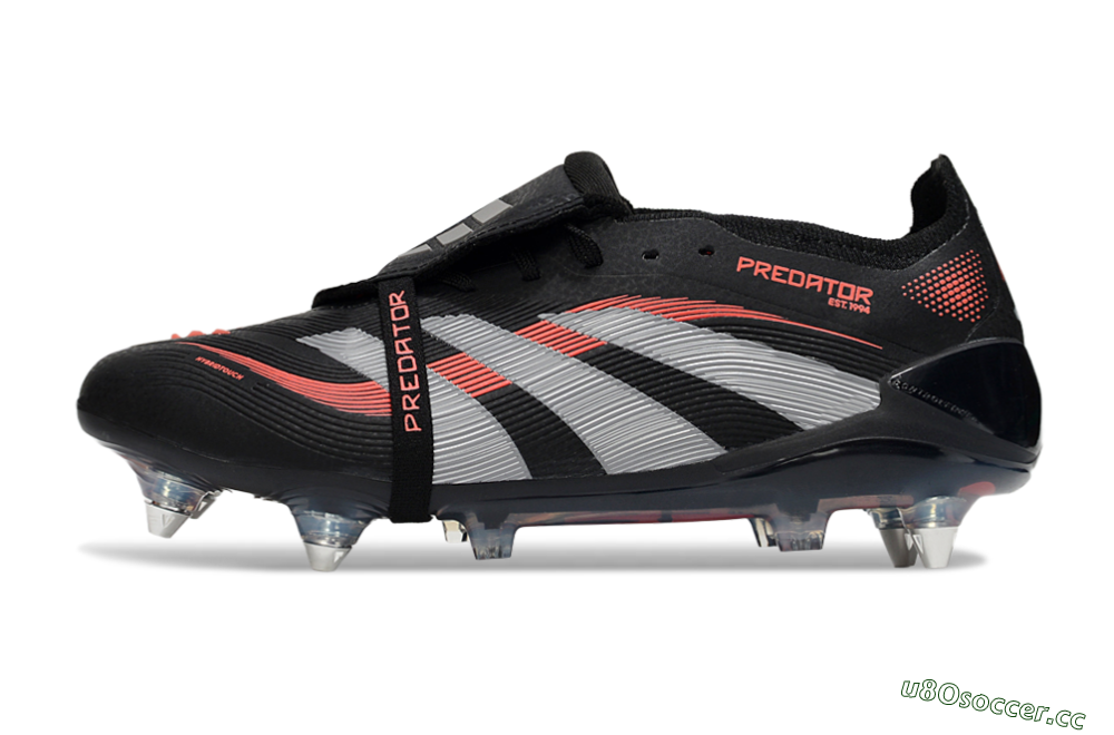 Men's Adidas Predator 25 Elite Foldover Tongue SG Soft Ground Low-Tops Football Boots - Black/Red/Silver 0