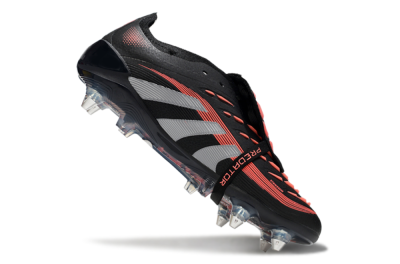 Men's Adidas Predator 25 Elite Foldover Tongue SG Soft Ground Low-Tops Football Boots - Black/Red/Silver