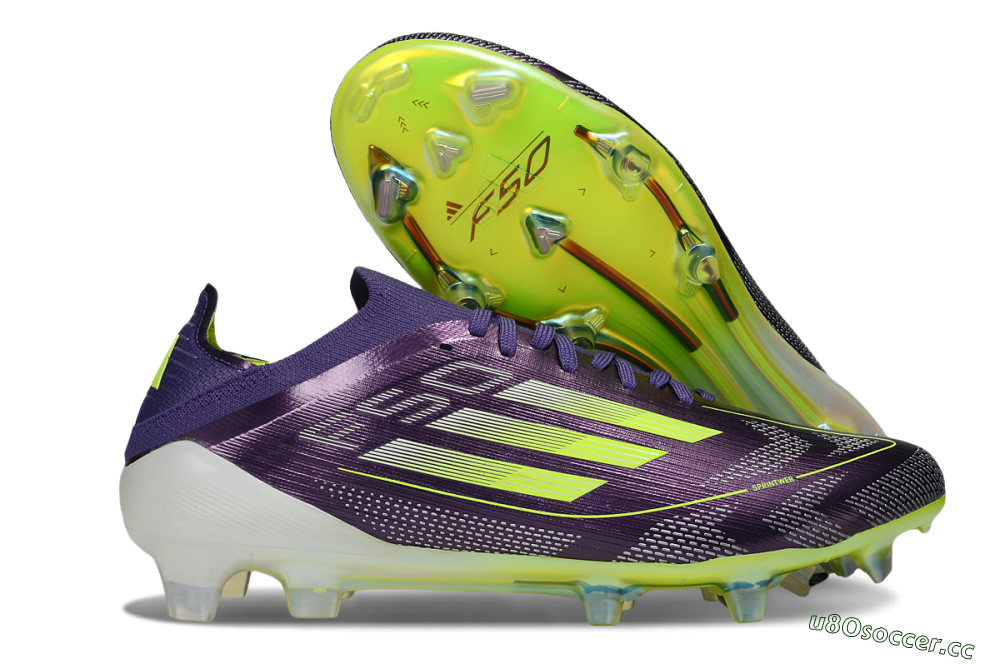 Men's Adidas F50 Elite FG Firm Ground Low-Tops Football Boots - Purple/Yellow 2