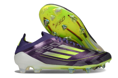 Men's Adidas F50 Elite FG Firm Ground Low-Tops Football Boots - Purple/Yellow