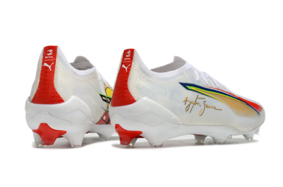 Men's Puma Ultra 5 Ultimate FG Firm Ground Low-Tops Football Boots - White/Red/Yellow