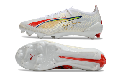 Men's Puma Ultra 5 Ultimate FG Firm Ground Low-Tops Football Boots - White/Red/Yellow