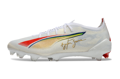 Men's Puma Ultra 5 Ultimate FG Firm Ground Low-Tops Football Boots - White/Red/Yellow