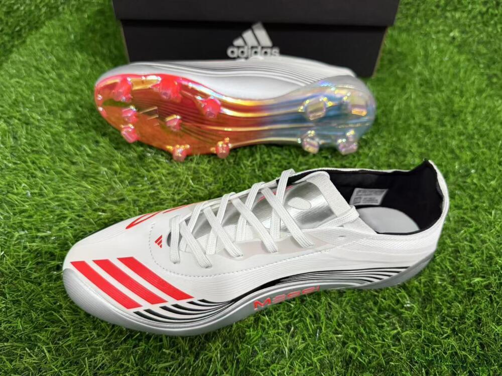Unisex Messi x Adidas F50 Elite FG Firm Ground Low-Tops Football Boots - Silver/Red/Black