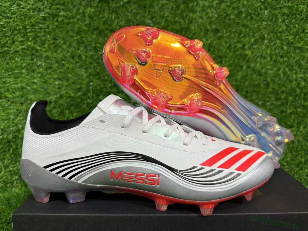 Unisex Messi x Adidas F50 Elite FG Firm Ground Low-Tops Football Boots - Silver/Red/Black