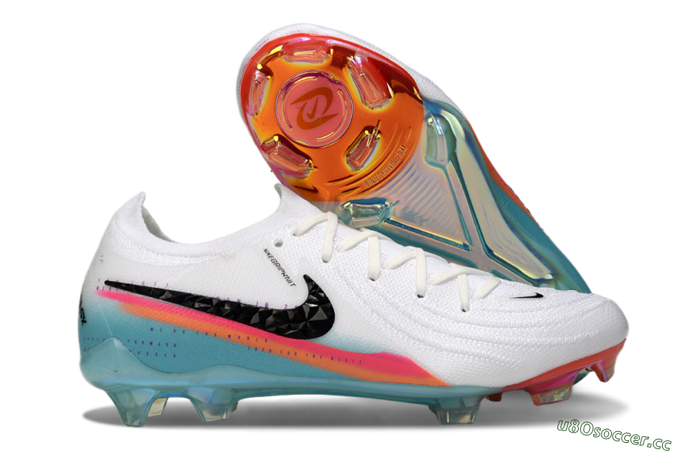Men's Nike Phantom GX 2 Elite FG Firm Ground Low-Tops Football Boots - White/Red/Blue 2