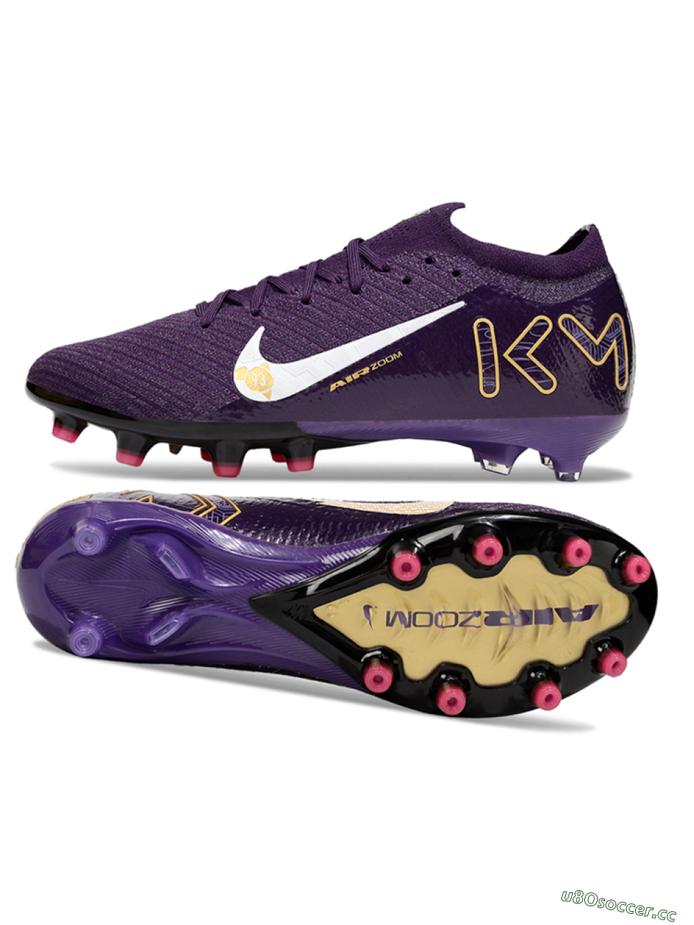Men's Nike Air Zoom Mercurial Vapor 16 Pro AG Artificial Grass Low-Tops Football Boots - Purple/White/Gold 1