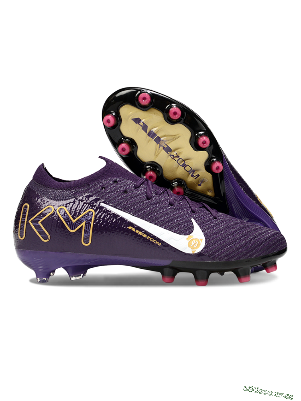 Men's Nike Air Zoom Mercurial Vapor 16 Pro AG Artificial Grass Low-Tops Football Boots - Purple/White/Gold 2