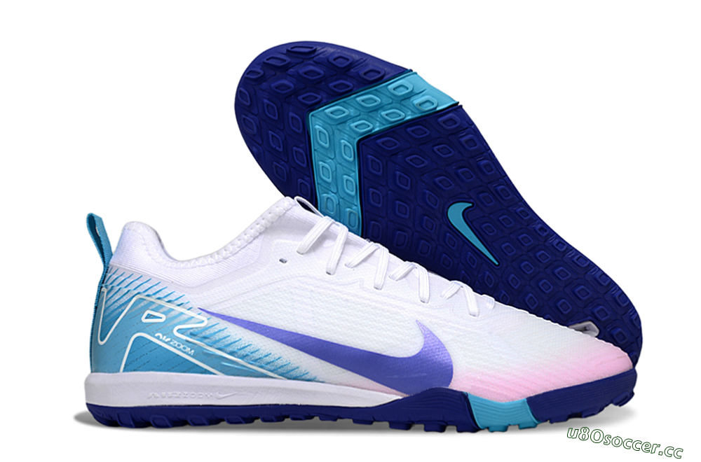 Unisex Nike Air Zoom Mercurial Vapor 16 Pro TF Artificial Turf Low-Tops Football Shoes - Whtie/Beige/Blue 2