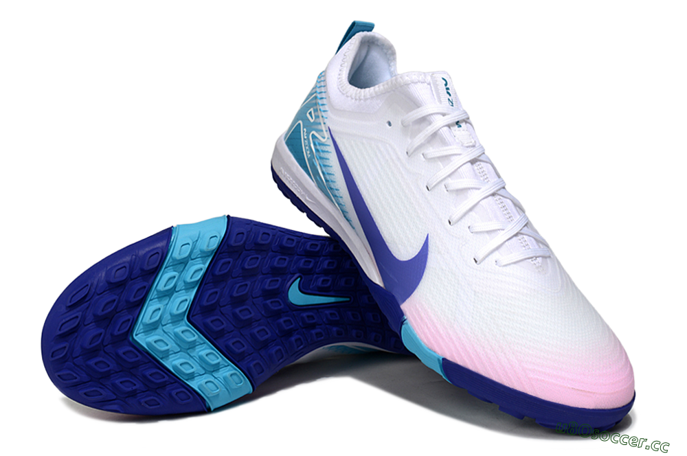 Unisex Nike Air Zoom Mercurial Vapor 16 Pro TF Artificial Turf Low-Tops Football Shoes - Whtie/Beige/Blue 3