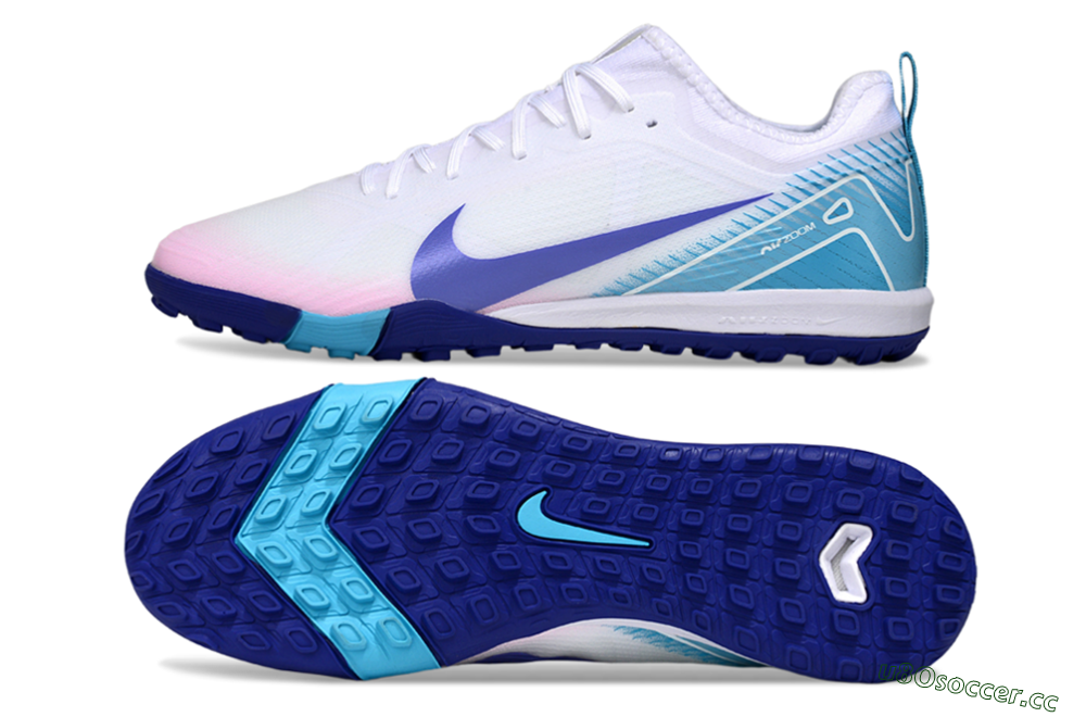 Unisex Nike Air Zoom Mercurial Vapor 16 Pro TF Artificial Turf Low-Tops Football Shoes - Whtie/Beige/Blue 1