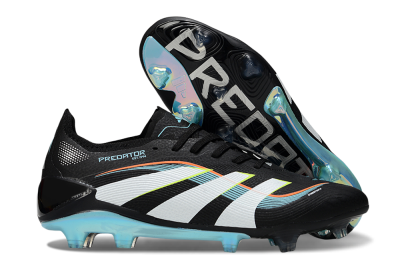 Unisex Adidas Predator 25 Elite FG Firm Ground Low-Tops Football Boots - Black/White/Jade