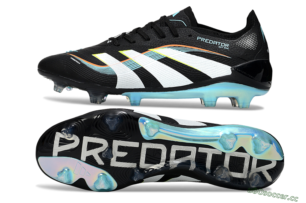 Unisex Adidas Predator 25 Elite FG Firm Ground Low-Tops Football Boots - Black/White/Jade 1