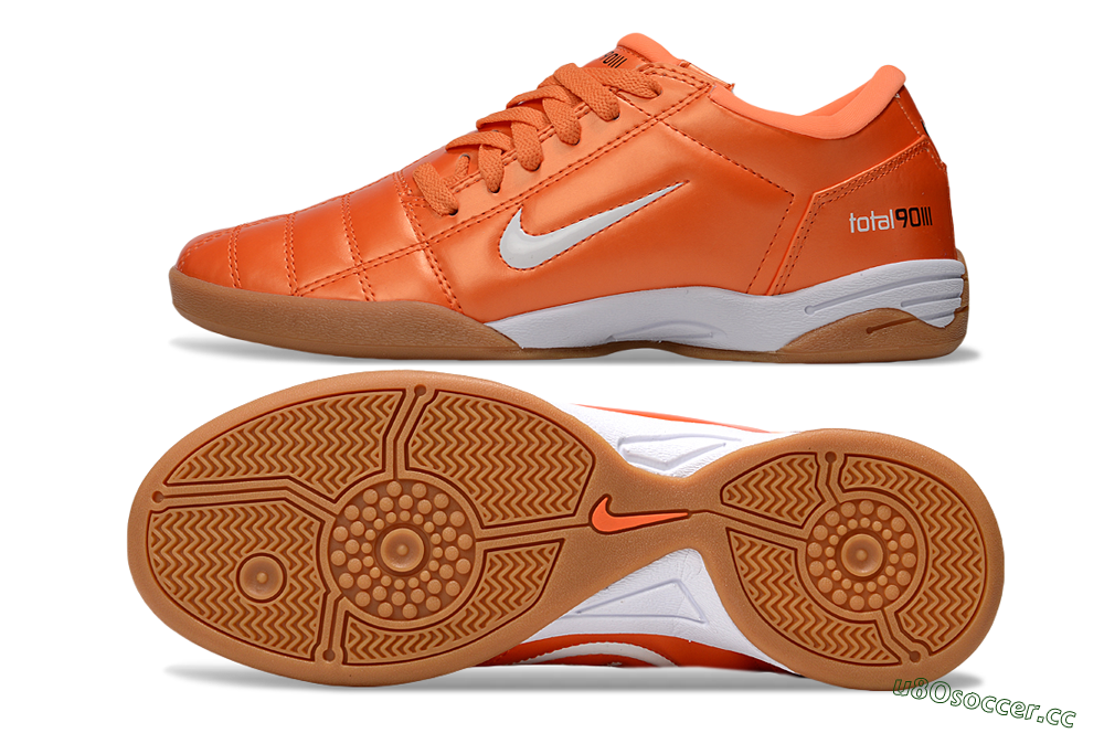 Unisex Nike Total 90 III IC Indoor & Futsal Low-Tops Football Shoes - Orange/White/Brown 1