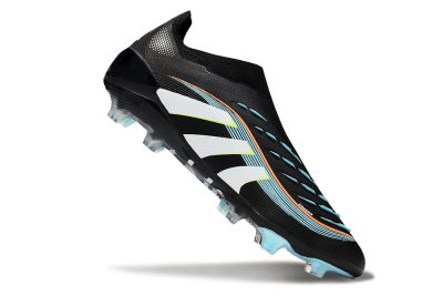 Unisex Adidas Predator 25 Elite Laceless FG Firm Ground Low-Tops Football Boots - Black/White/Jade