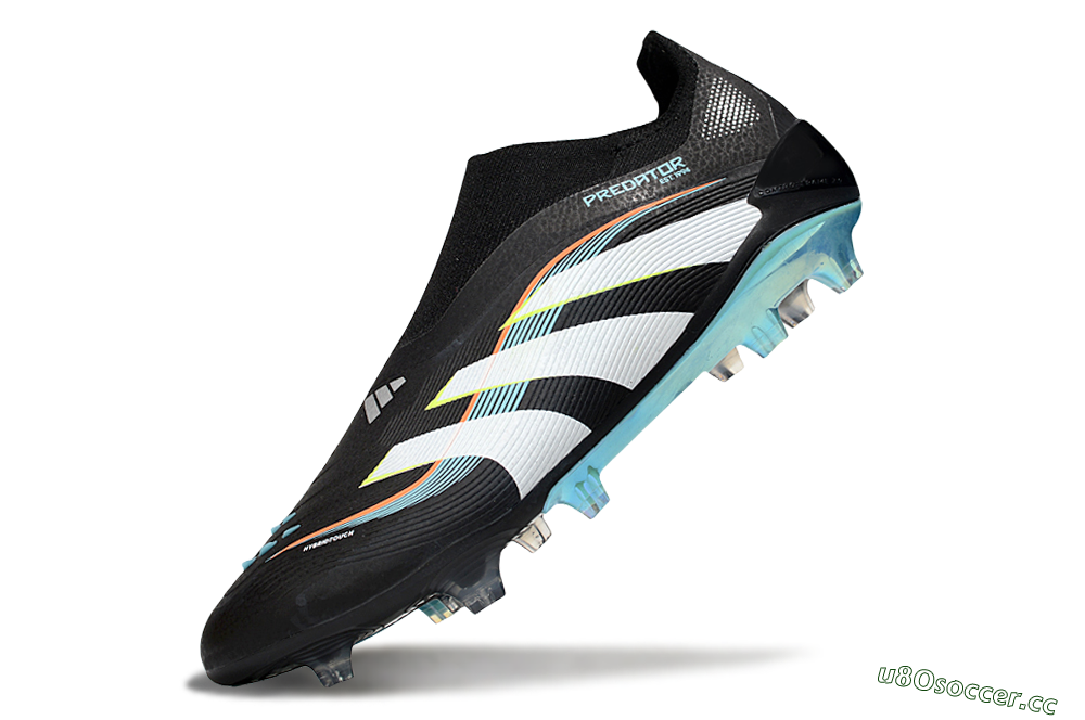 Unisex Adidas Predator 25 Elite Laceless FG Firm Ground Low-Tops Football Boots - Black/White/Jade 5