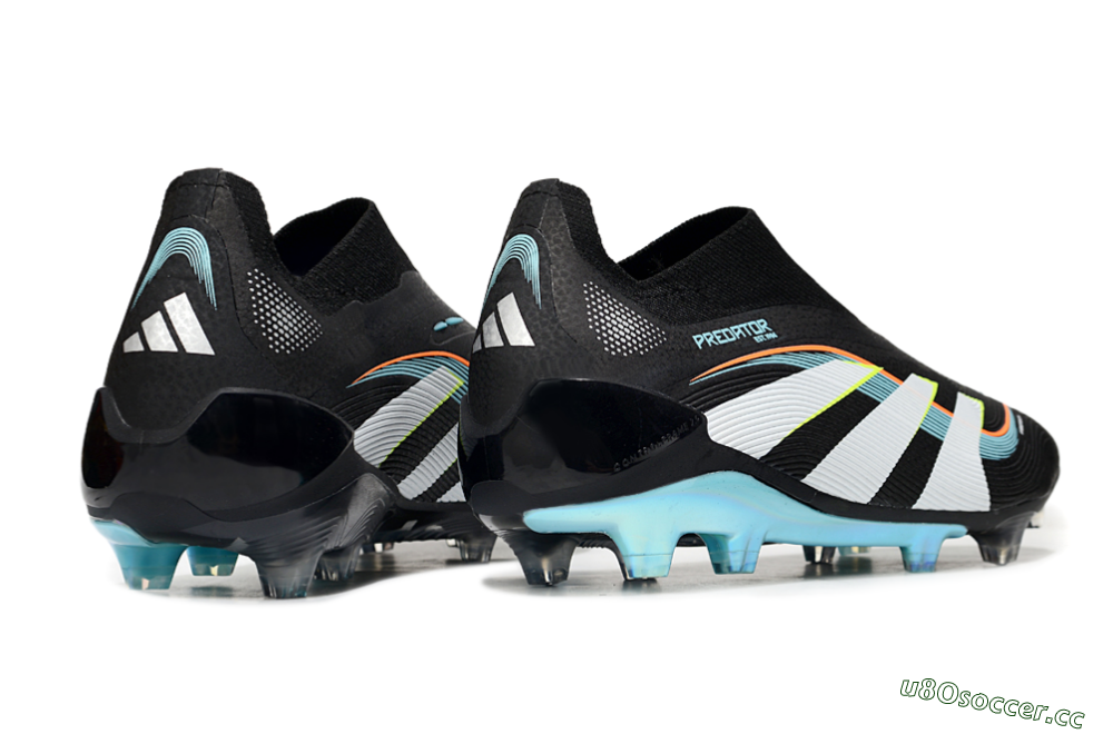Unisex Adidas Predator 25 Elite Laceless FG Firm Ground Low-Tops Football Boots - Black/White/Jade 6