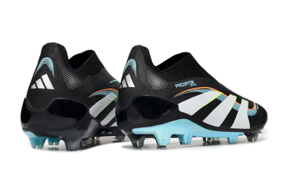 Unisex Adidas Predator 25 Elite Laceless FG Firm Ground Low-Tops Football Boots - Black/White/Jade