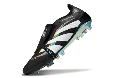 Unisex Adidas Predator 25 Elite Foldover Tongue FG Firm Ground Low-Tops Football Boots - Black/White/Jade