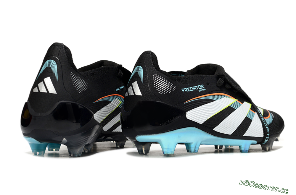 Unisex Adidas Predator 25 Elite Foldover Tongue FG Firm Ground Low-Tops Football Boots - Black/White/Jade 6