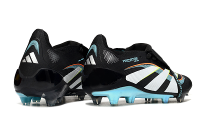Unisex Adidas Predator 25 Elite Foldover Tongue FG Firm Ground Low-Tops Football Boots - Black/White/Jade