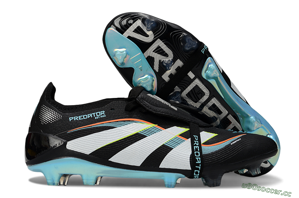 Unisex Adidas Predator 25 Elite Foldover Tongue FG Firm Ground Low-Tops Football Boots - Black/White/Jade 2