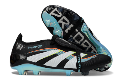 Unisex Adidas Predator 25 Elite Foldover Tongue FG Firm Ground Low-Tops Football Boots - Black/White/Jade