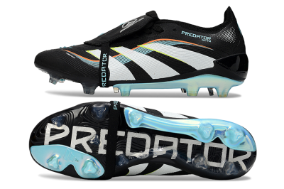 Unisex Adidas Predator 25 Elite Foldover Tongue FG Firm Ground Low-Tops Football Boots - Black/White/Jade