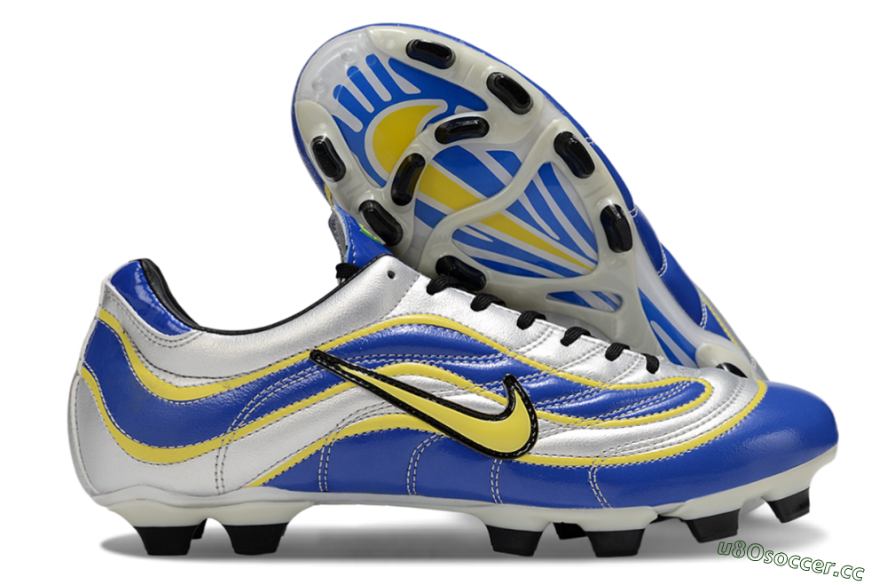 Men's Nike Mercurial Vapor R9 FG Firm Ground Low-Tops Football Boots - Blue/Silver/Yellow 2