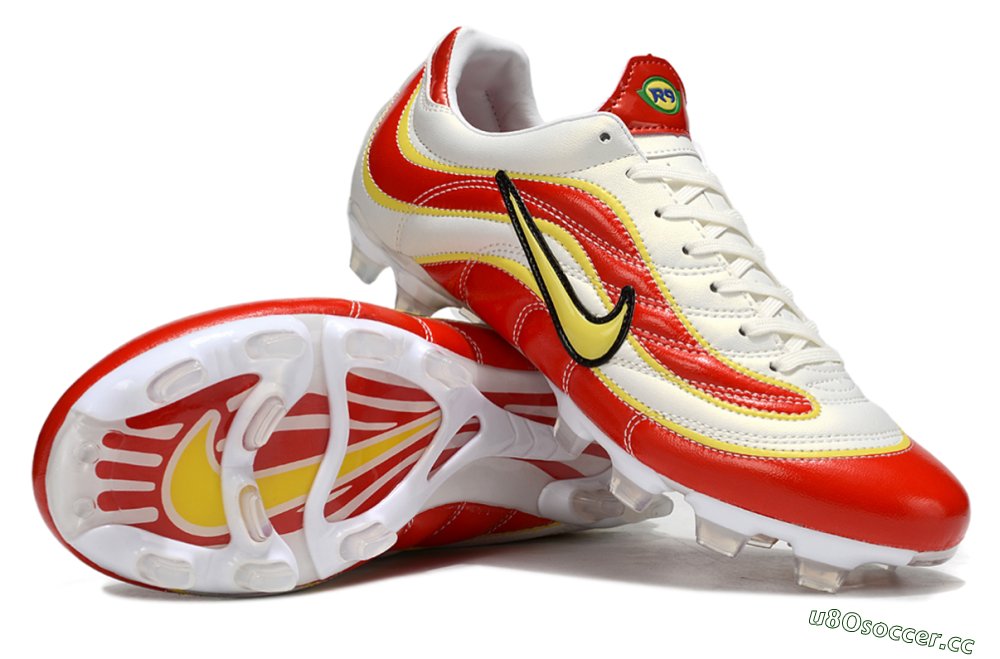 Men's Nike Mercurial Vapor R9 FG Firm Ground Low-Tops Football Boots - White/Red/Yellow 3